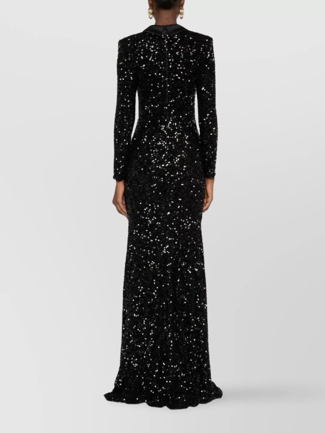 Elisabetta Franchi Red Carpet Dress In Full Sequins Clothing In Black