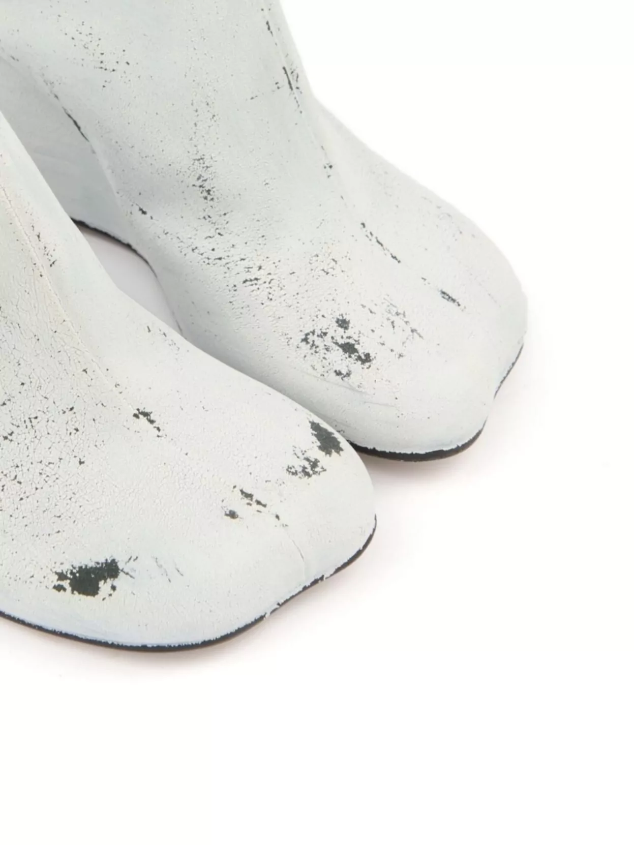 Mm6 Maison Margiela Distressed Leather Wedge Heel Slippers