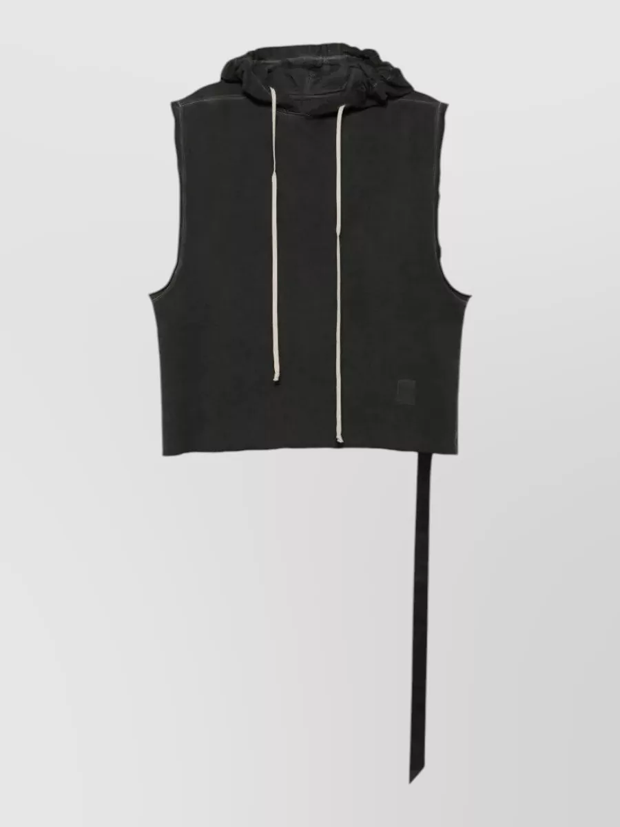 Rick Owens Drkshdw Cotton Hooded Sleeveless Tunic