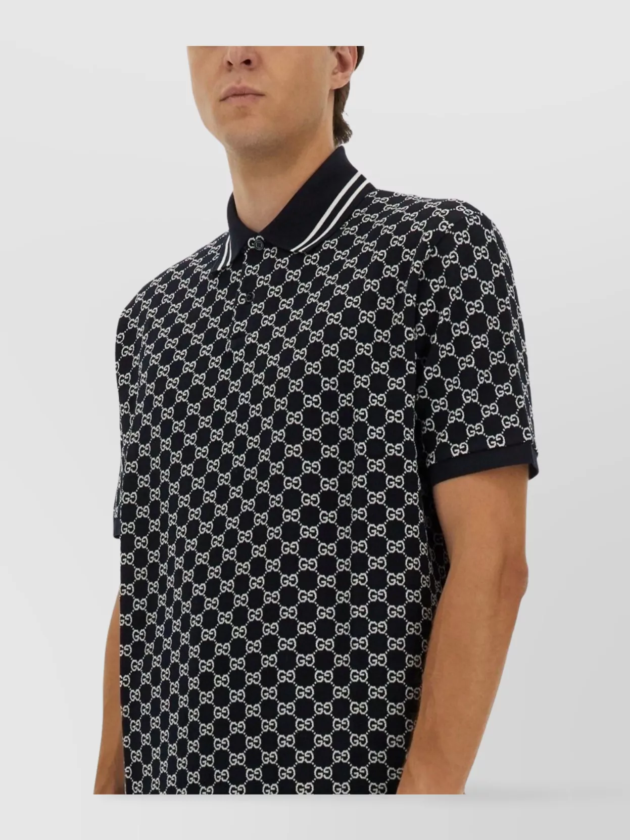 Gucci Short Sleeve Polo Shirt With Jacquard Design