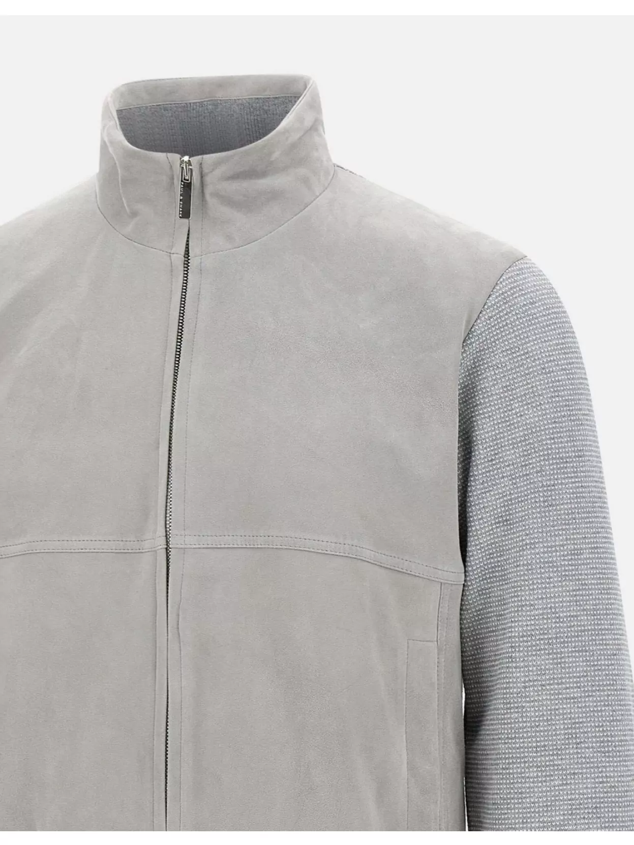 Paul & Shark Hybrid Bomber Jacket In Aqua Leather Suede
