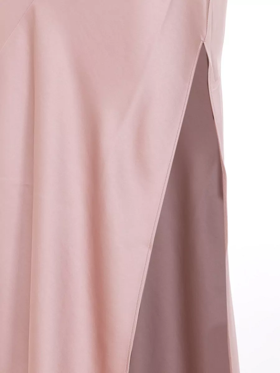 The Andamane Satin Effect Boat Neck Side Split Midi Dress