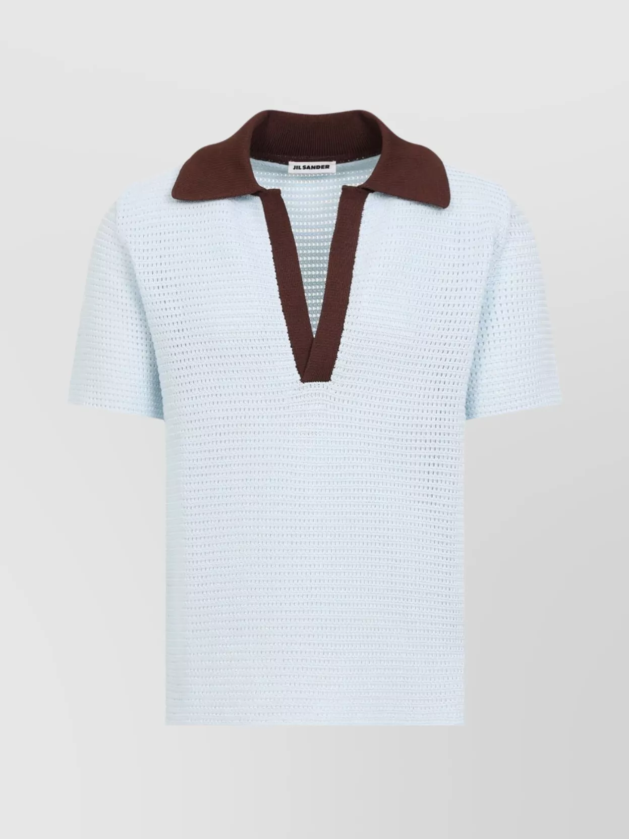 Jil Sander Textured Deep V-neck T-shirt In Blue