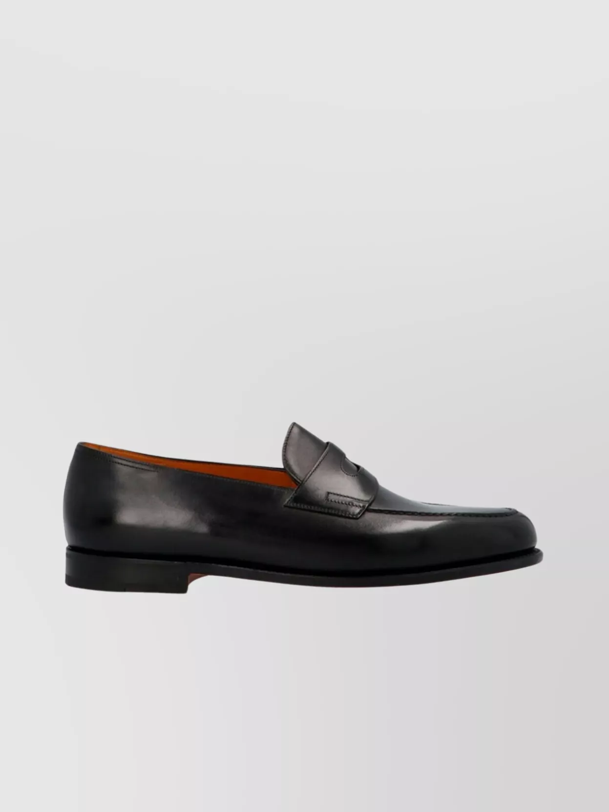 John Lobb Leather Round Toe Loafers In Black