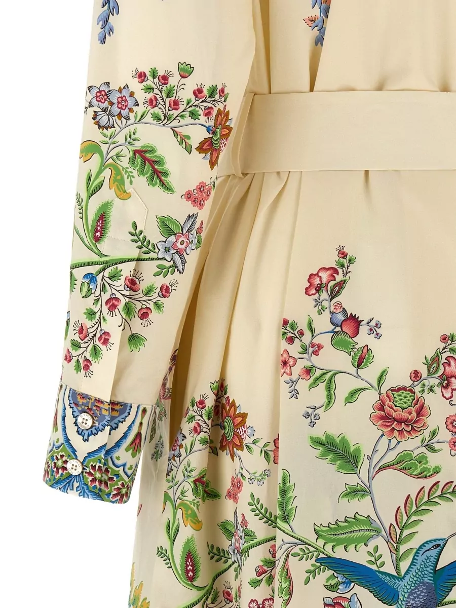 Etro Shirt Dress Belted Waist Long Sleeves Embroidery