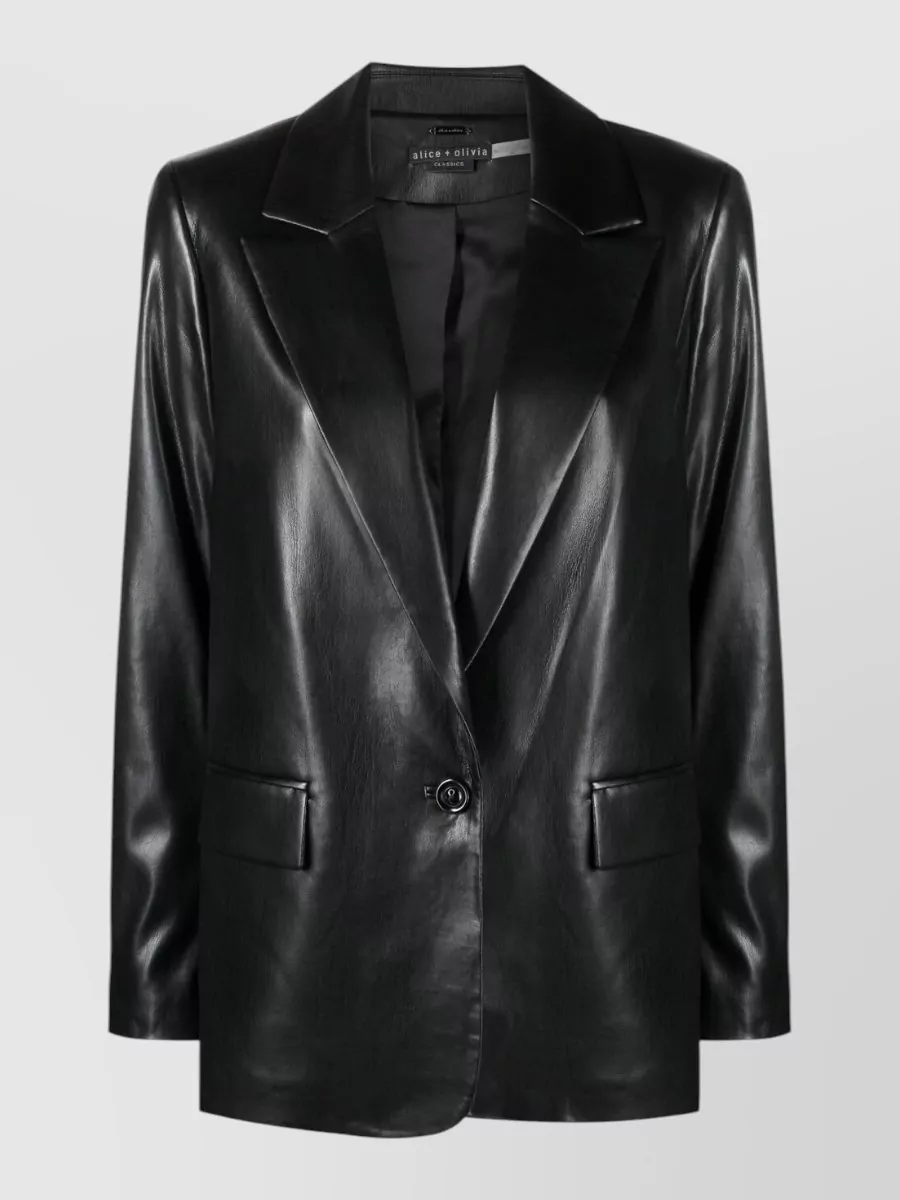 Alice + Olivia Faux leather single-breasted blazer jacket