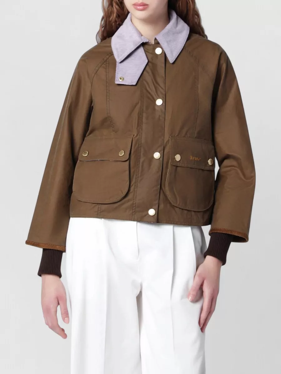 Barbour Waxed Cotton Cropped Single Breasted Coat