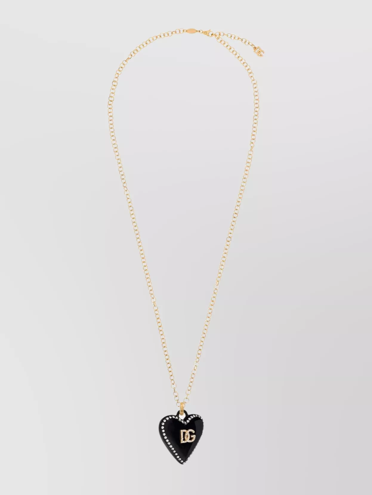 Dolce & Gabbana Rhinestone Heart Pendant Metal Necklace