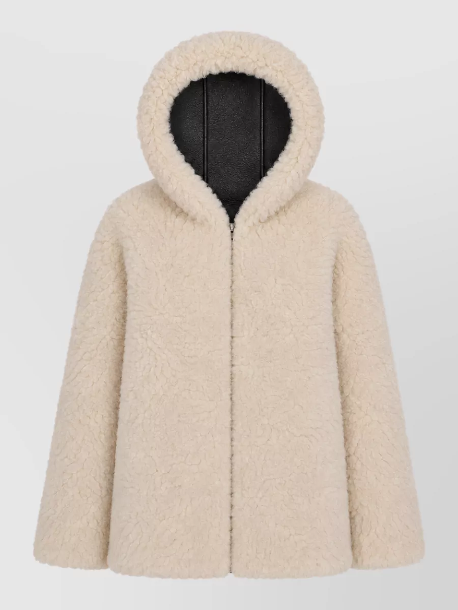 La Rose Faux Shearling Double-face Coat In Neutral