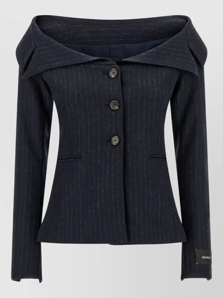 Pinko pinstripe off-the-shoulder blazer