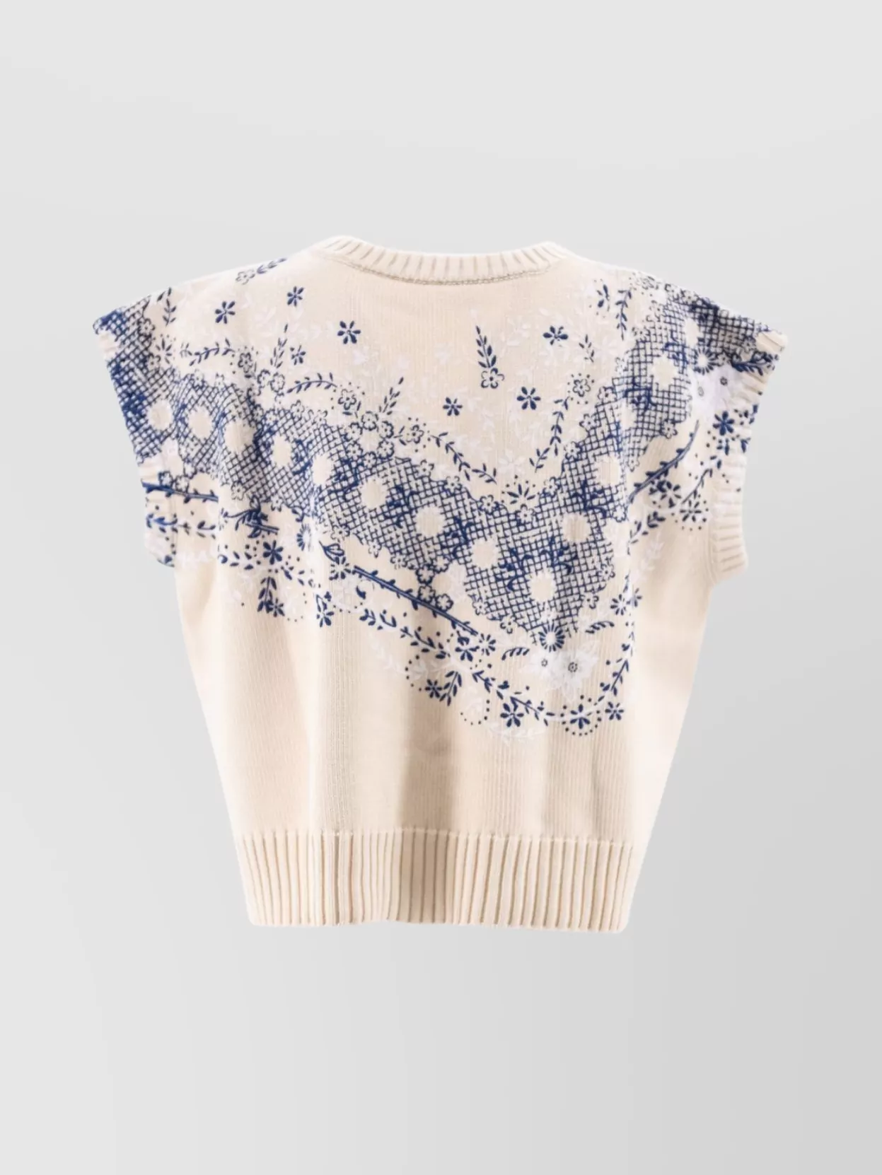 Shop Philosophy Di Lorenzo Serafini Cropped Floral-print Sleeveless Knit Top