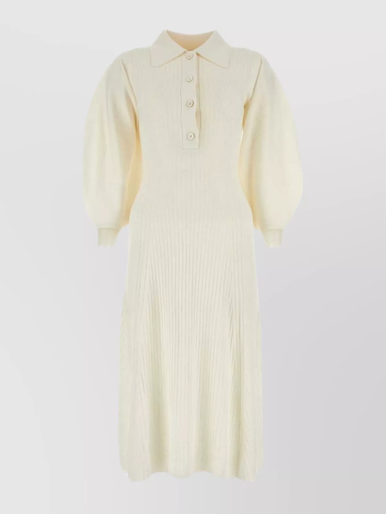 Shop Chloé Stretch Wool Blend Dress With Balloon Sleeves In Beige