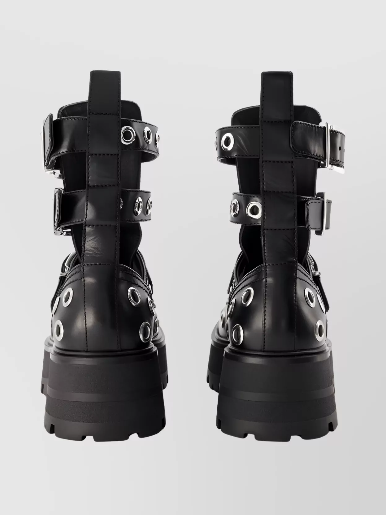 Alexander Mcqueen Leather Ankle Boots Chunky Sole