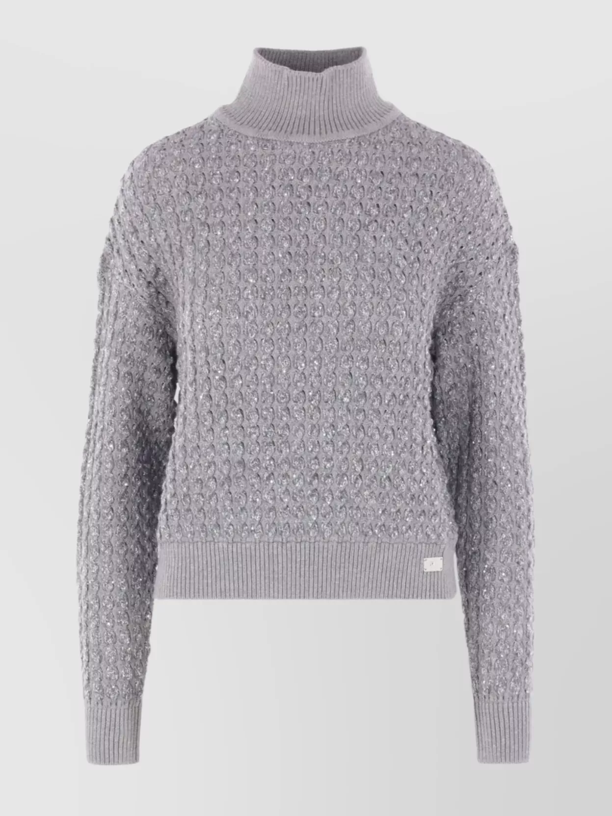 Elisabetta Franchi Sequin-embellished High-neck Sweater In Gray