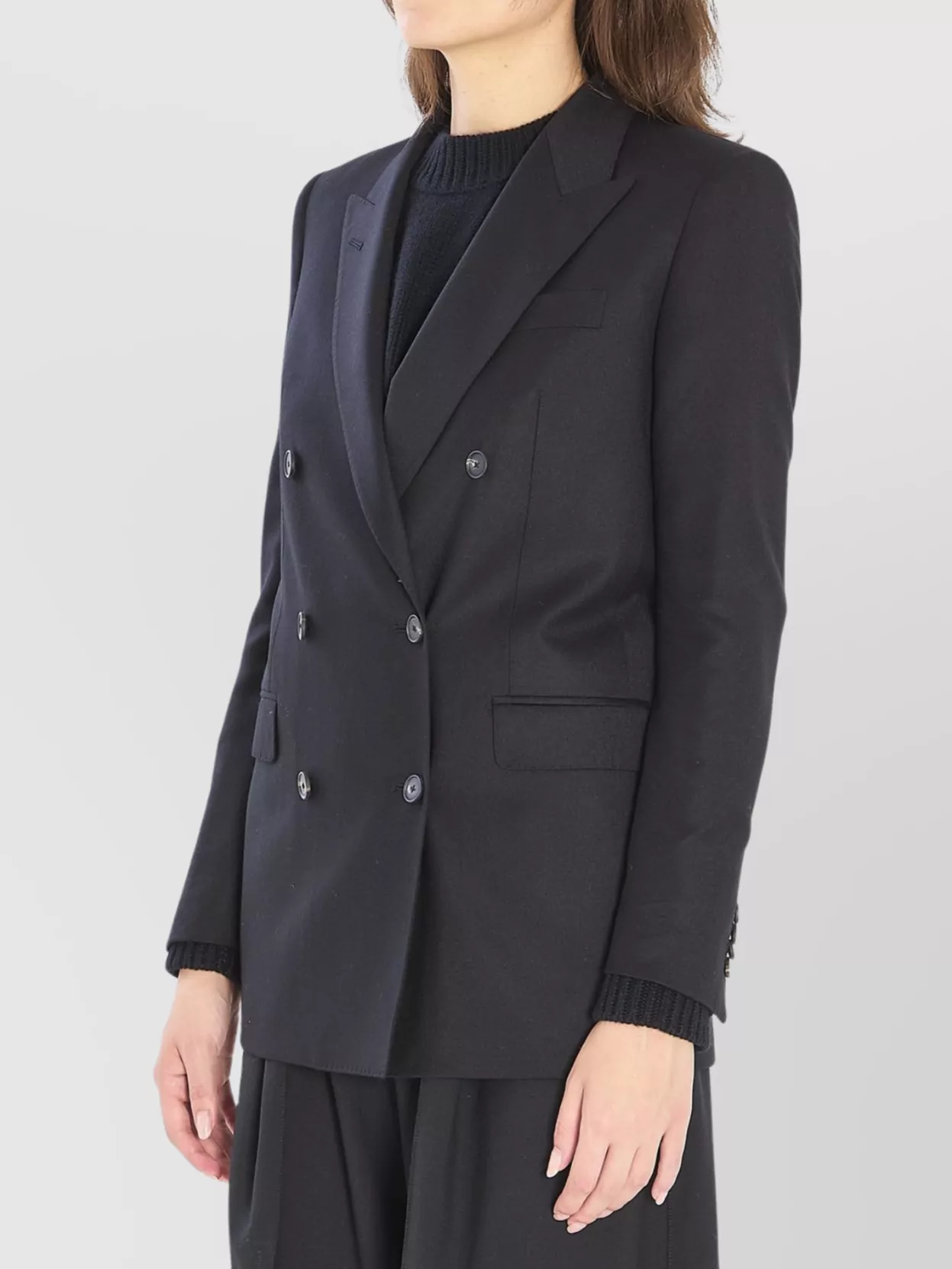 Tagliatore Jasmine Peak-lapels Double-breasted Peacoat In Black