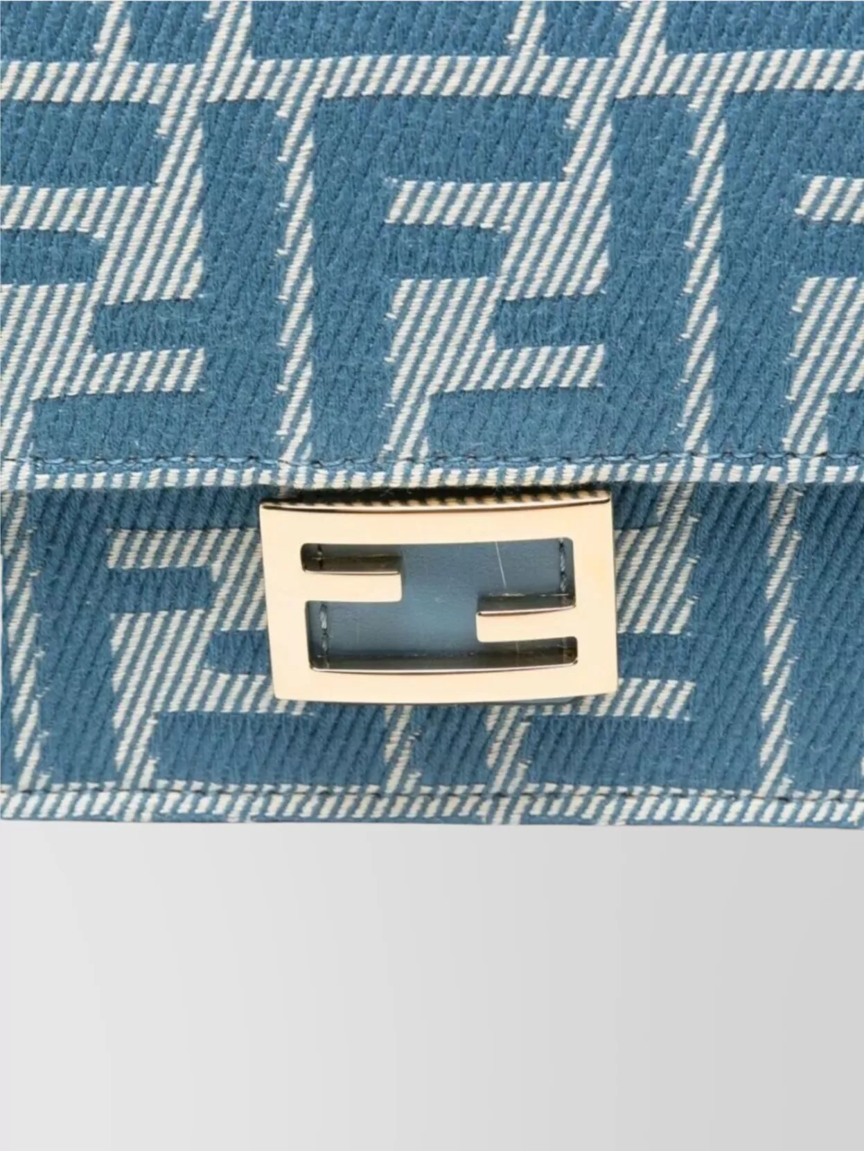 Shop Fendi Denim-effect Ff Jacquard Chain Baguette Wallet
