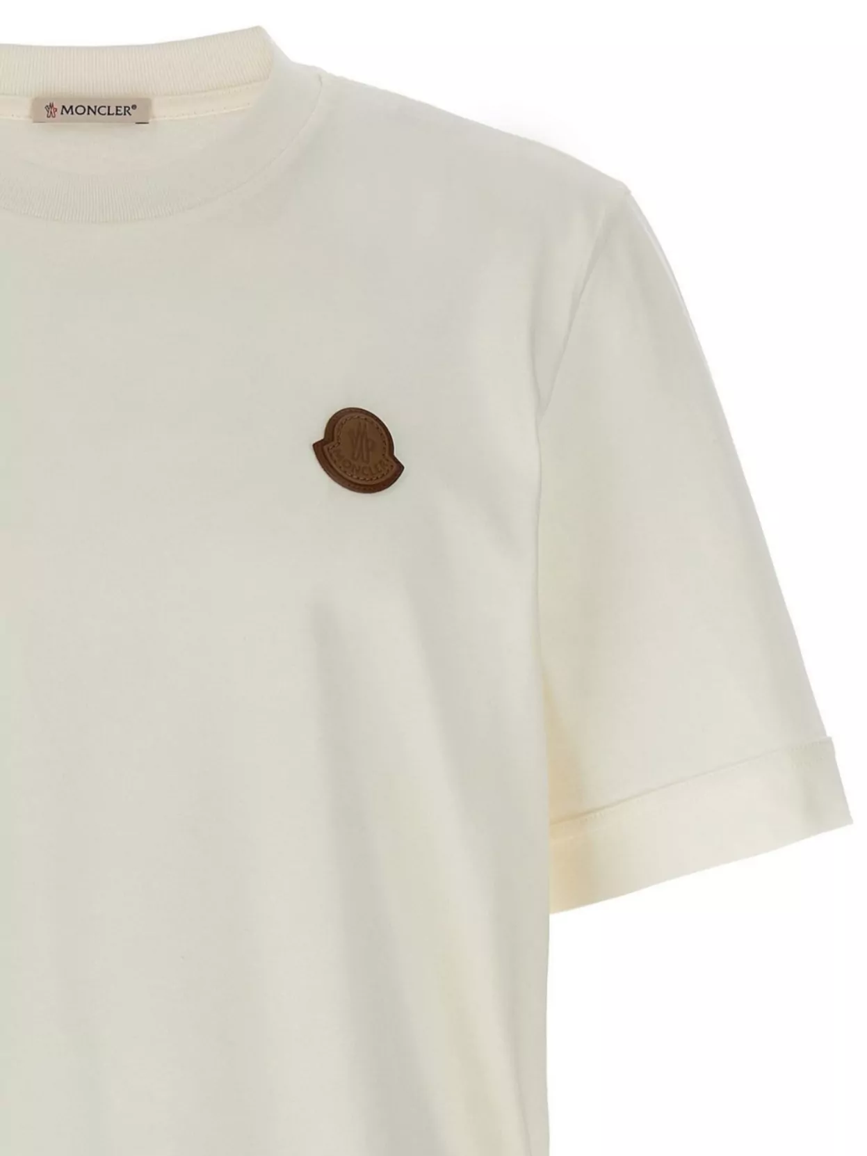 Moncler Cotton Jersey T-shirt With Contrasting Logo Patch In Multi