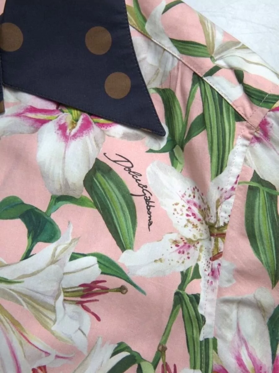 Dolce&Gabbana Cotton Polka Dot Floral Print Shirt