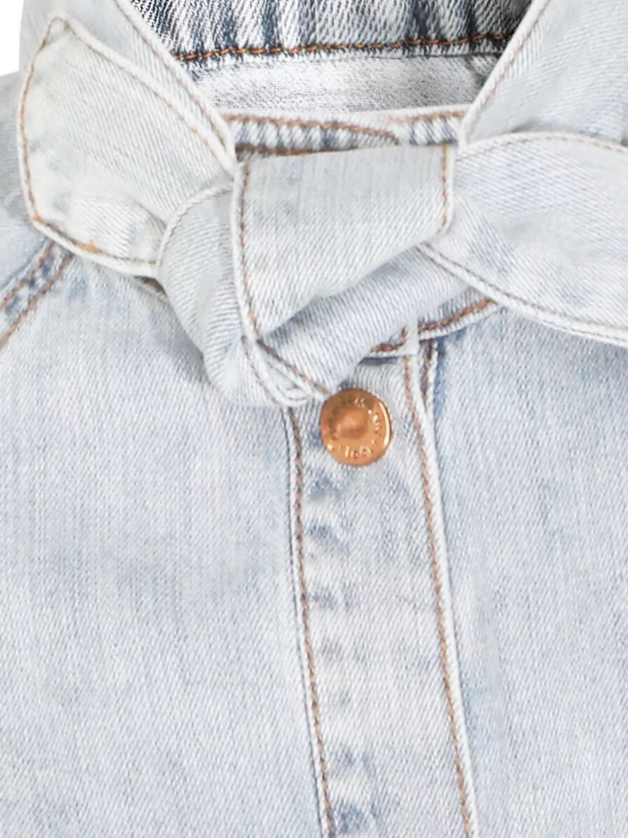 Zimmermann Denim Tie-Neck Short-Sleeve Shirt