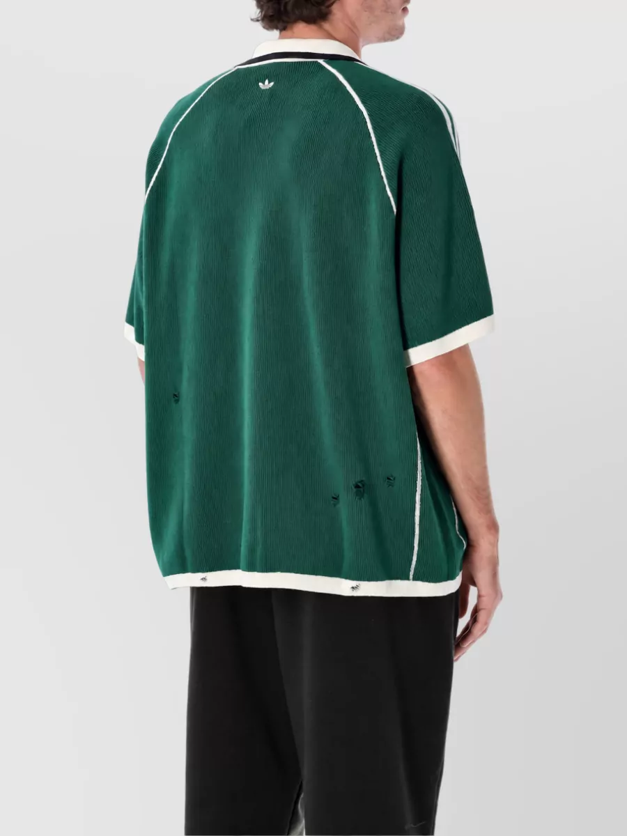 Adidas Originals Textured Knit Oversized Short-Sleeve Polo Shirt