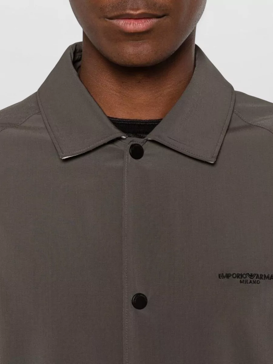 Emporio Armani Logo Embroidered Single Breasted Overshirt