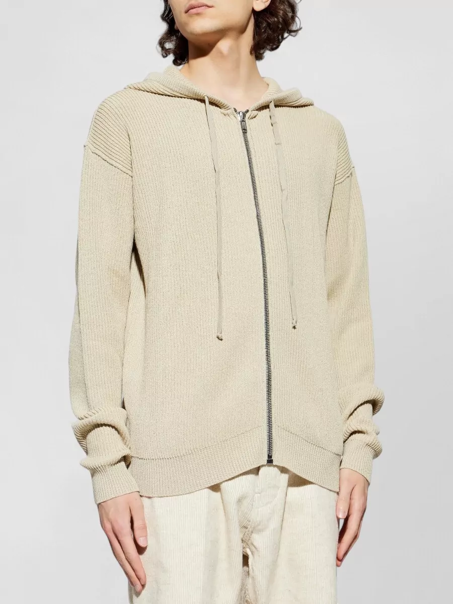 Rick Owens Ribbed Virgin Wool Zip Hoodie