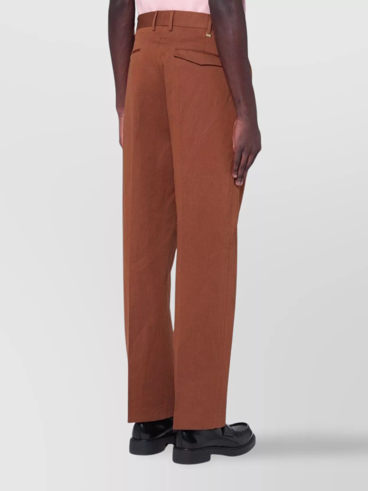 Pt Torino Cotton And Linen Trousers With Straight Leg In Red
