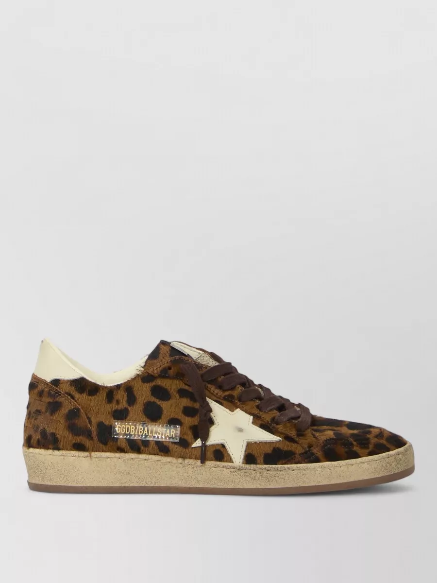 Golden Goose Leather Animal-Print Low-Top Sneakers