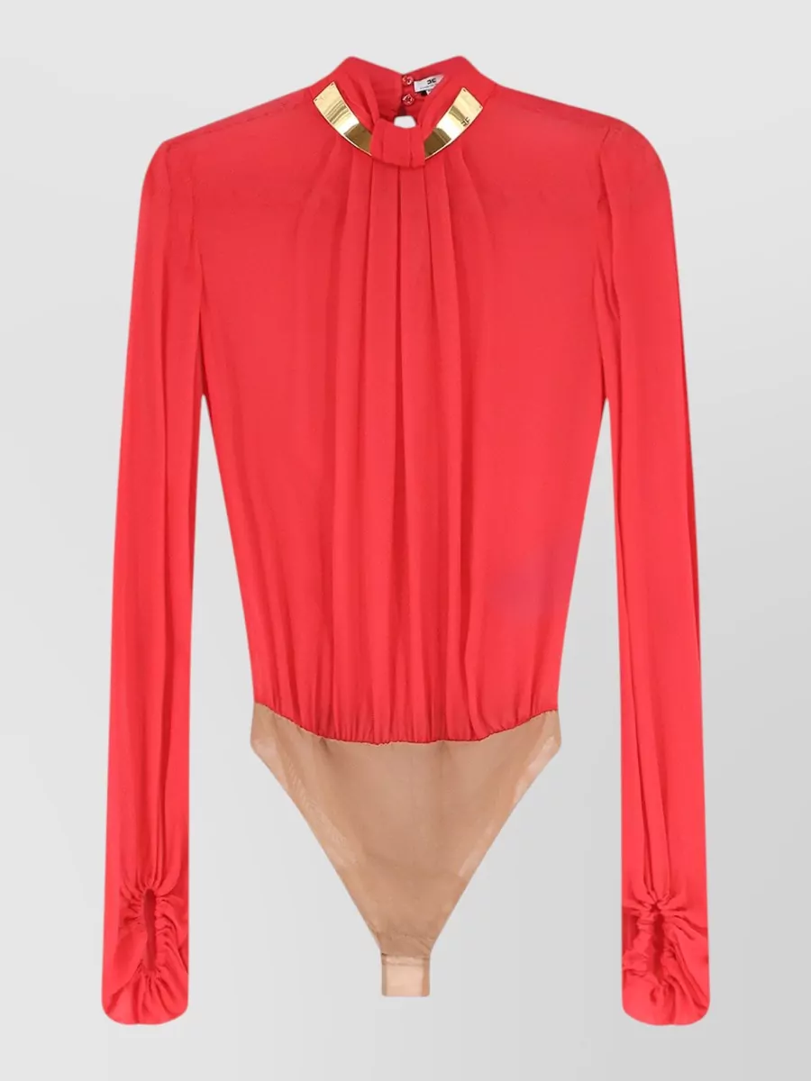 Elisabetta Franchi Viscose high-collar long-sleeve bodysuit