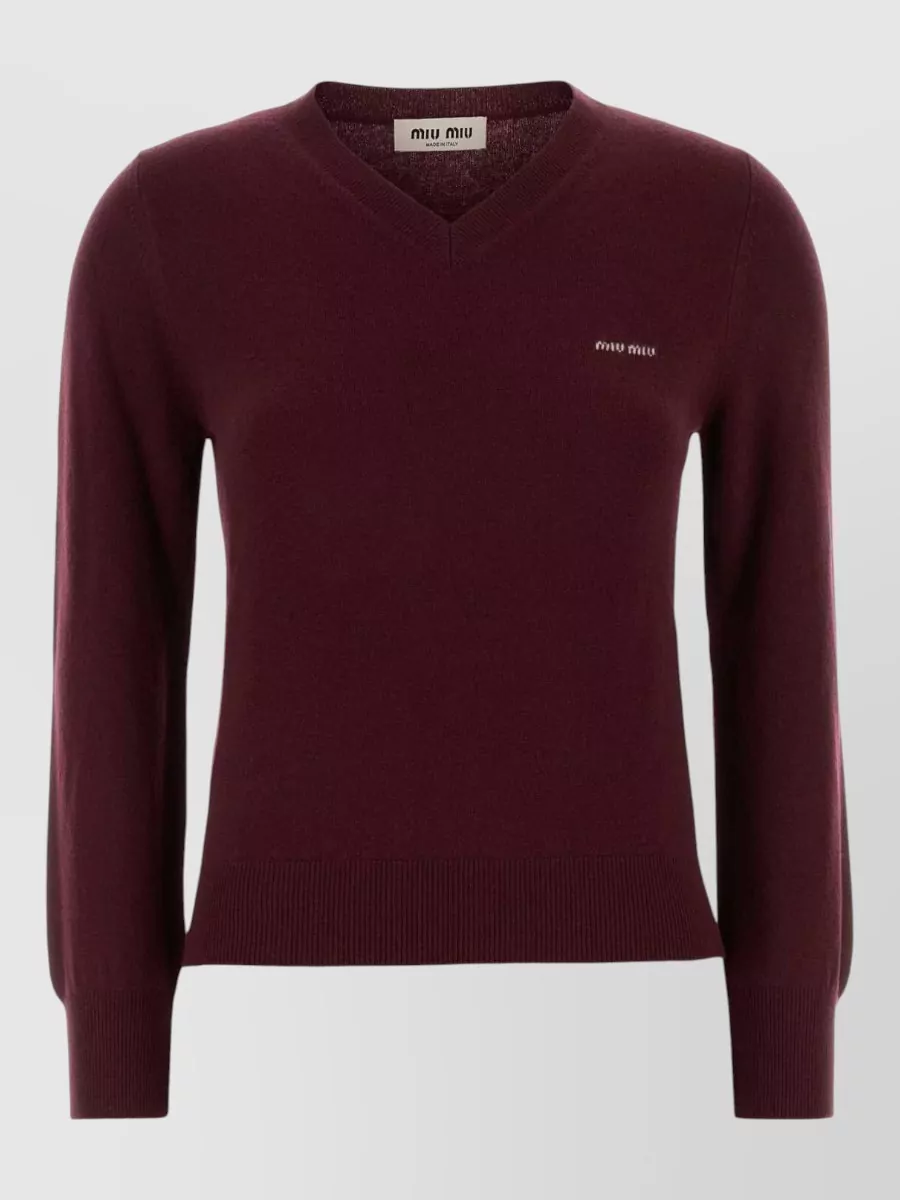 Miu Miu fine-knit v-neck wool jumper