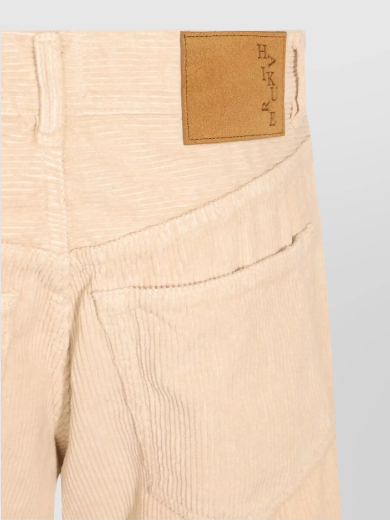 Haikure Straight Corduroy Trousers With Back Patch Pockets