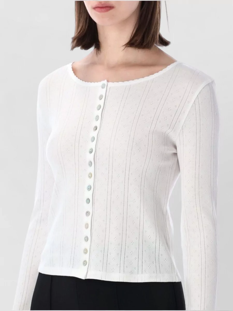 Róhe Cotton Pointelle Cropped Cardigan