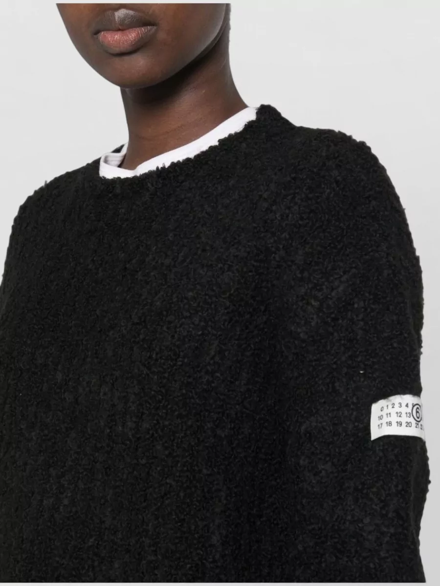 Mm6 Maison Margiela Bouclé Logo-Patch Cropped Sweater