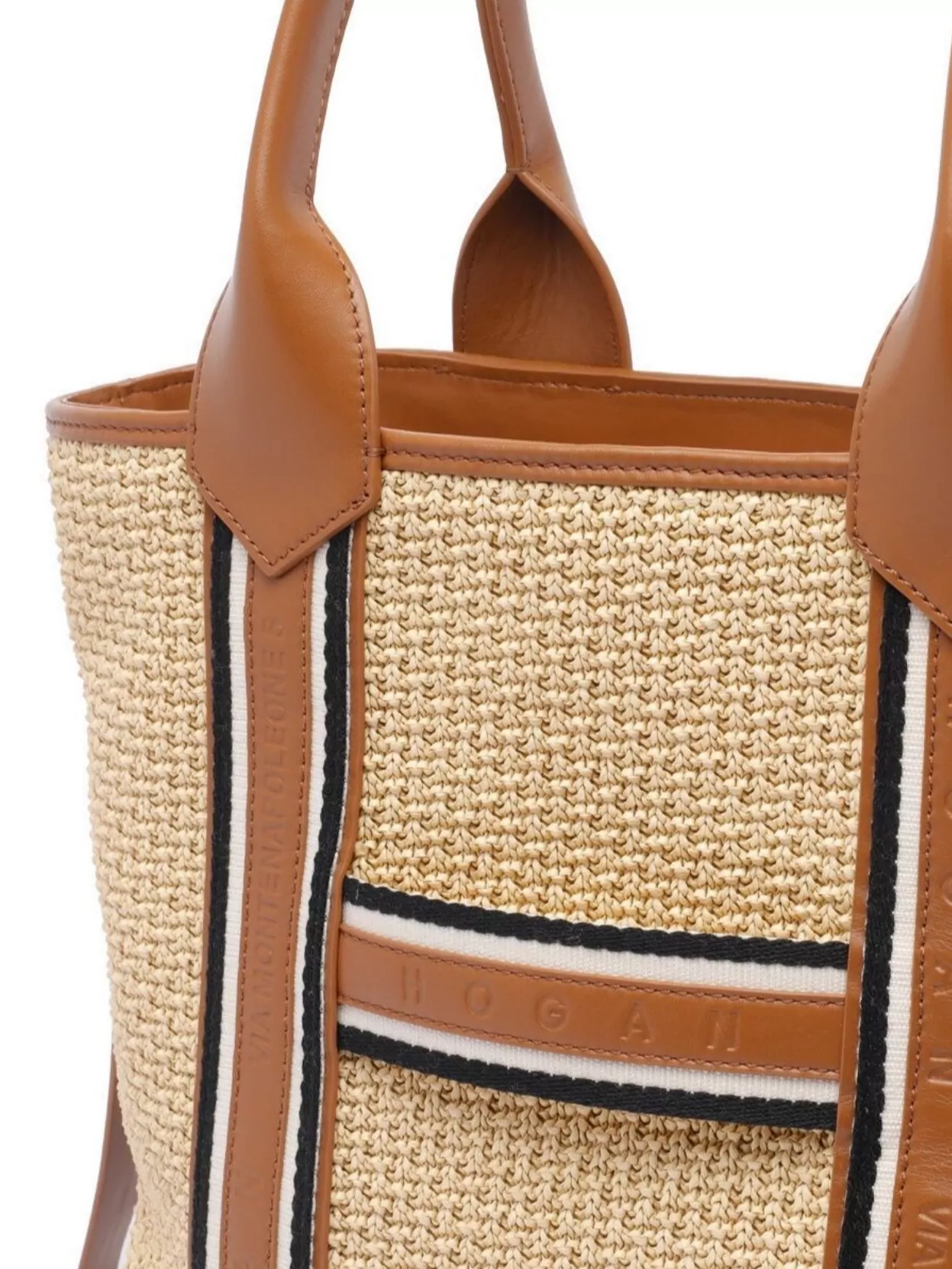 Hogan Woven Texture Tote Bag With Removable Strap