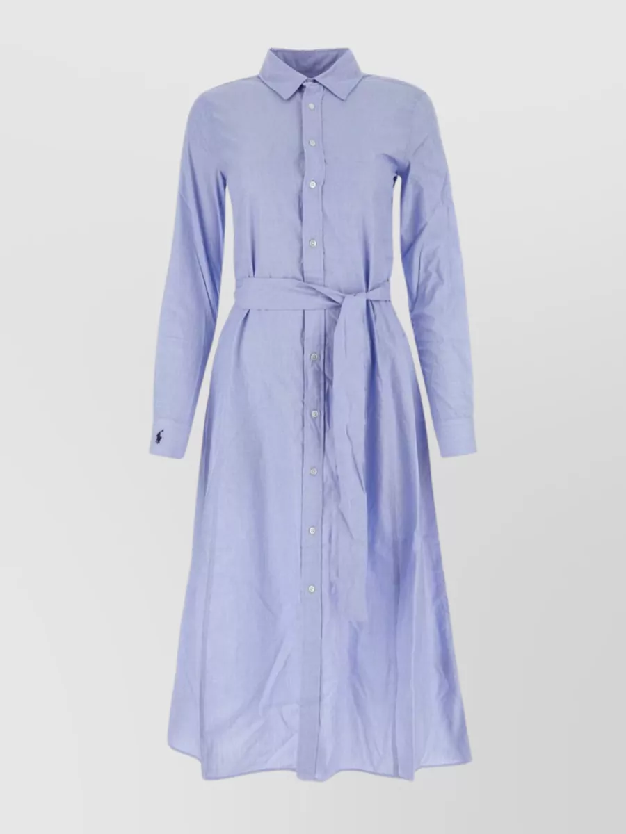 Shop Polo Ralph Lauren Waist Belted Midi Shirt Dress In Pastel