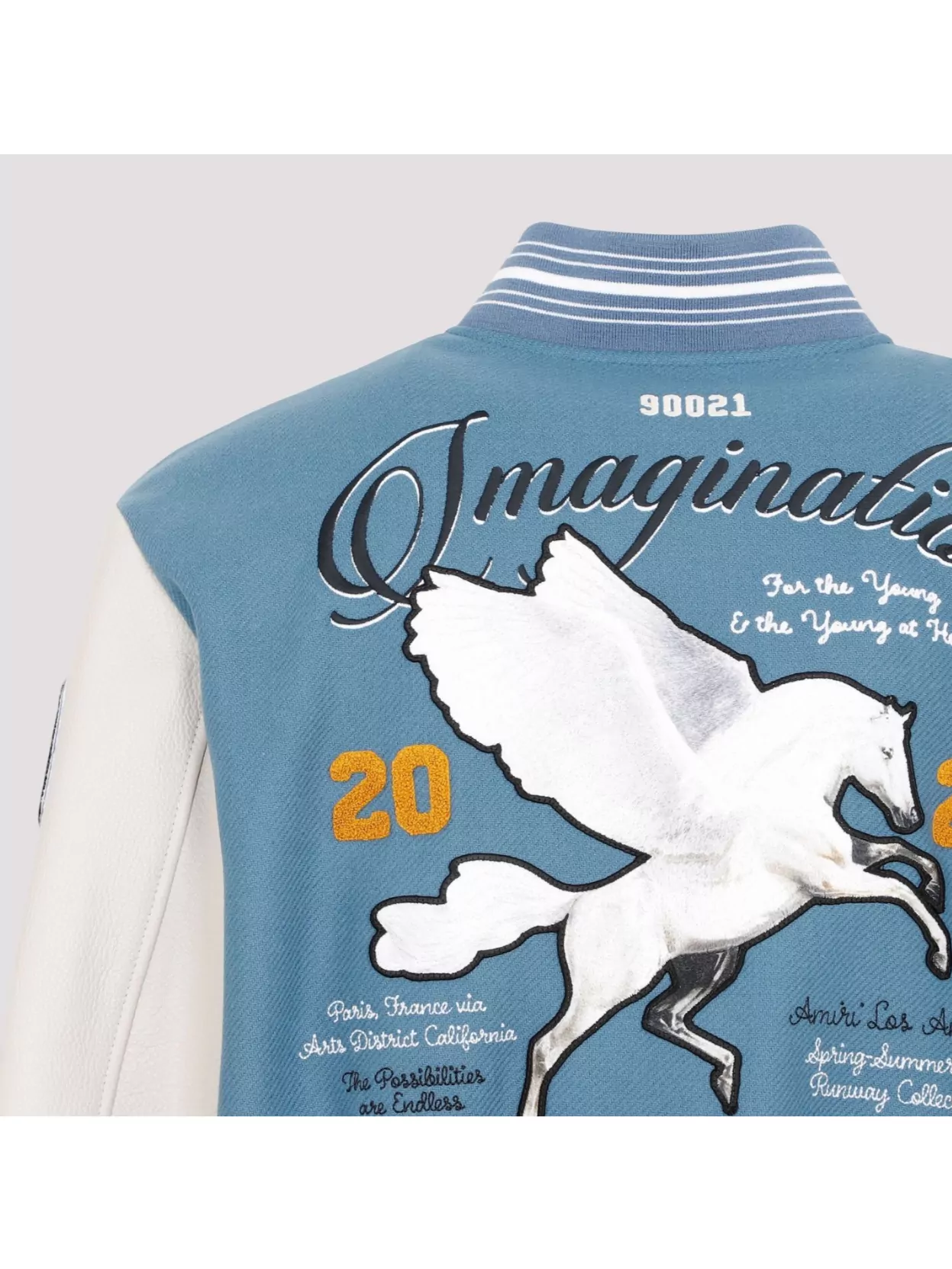 Amiri Oversized Varsity Jacket Ribbed Collar In Blue