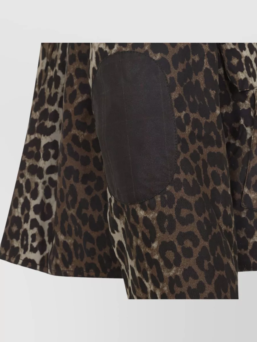 Barbour Ganni Waxed Cotton Hooded Leopard Jacket