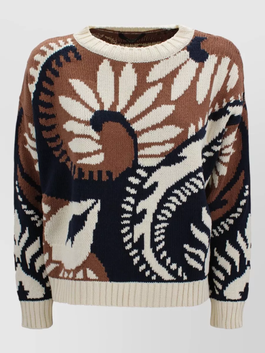 Weekend Max Mara Fine Knit Sweater Floral Pattern In Multi
