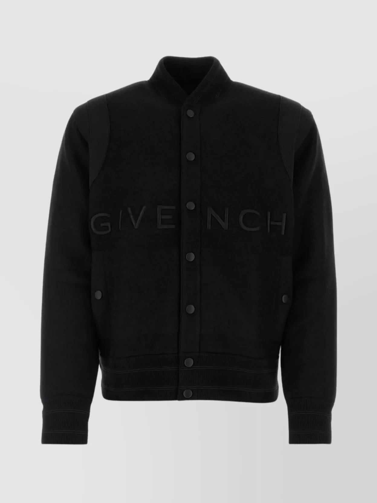 Shop Givenchy Wool Ribbed Bomber With Front And Side Pockets