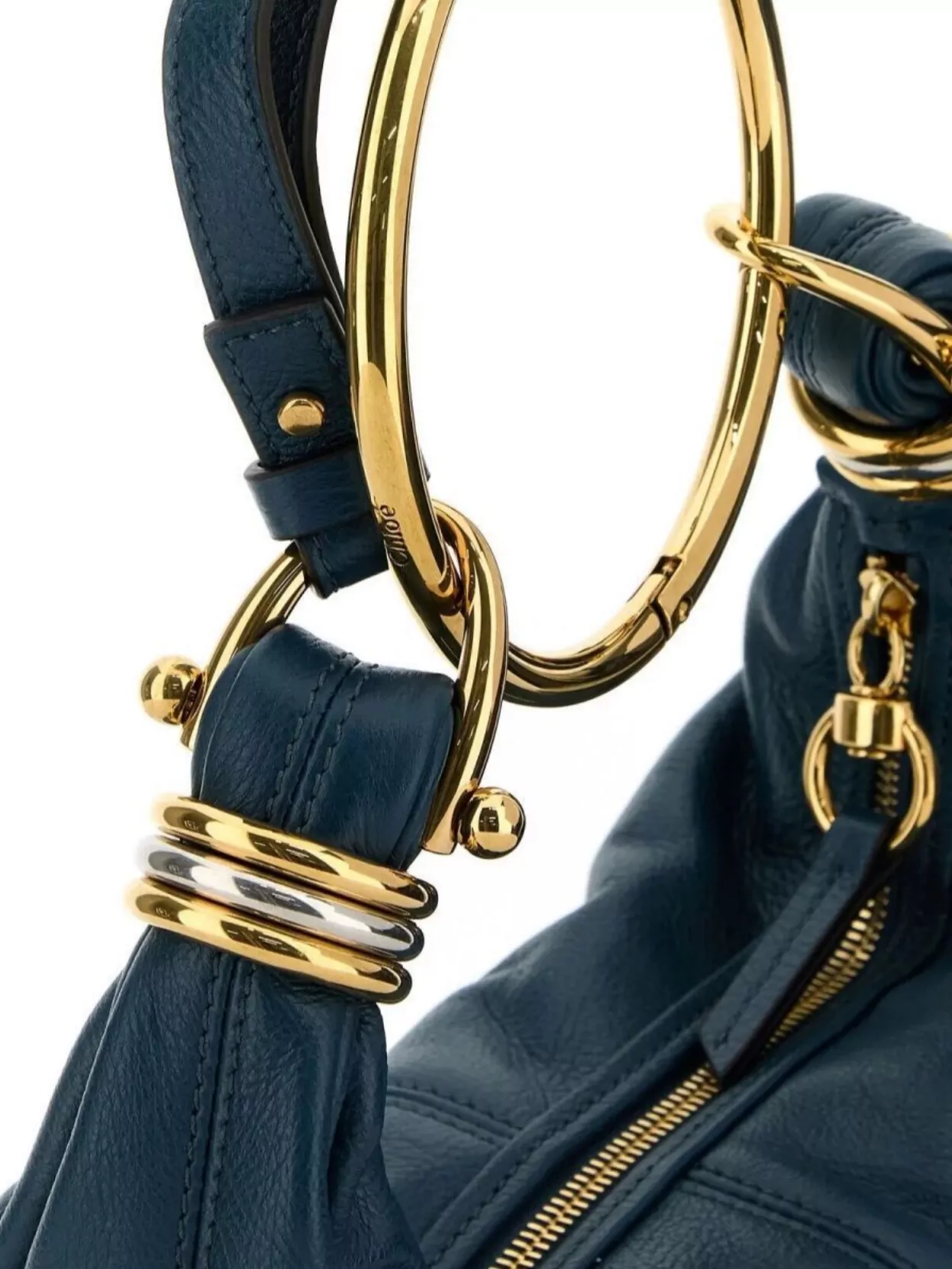 Chloé Tapestry Blue Leather Bracelet Handbag