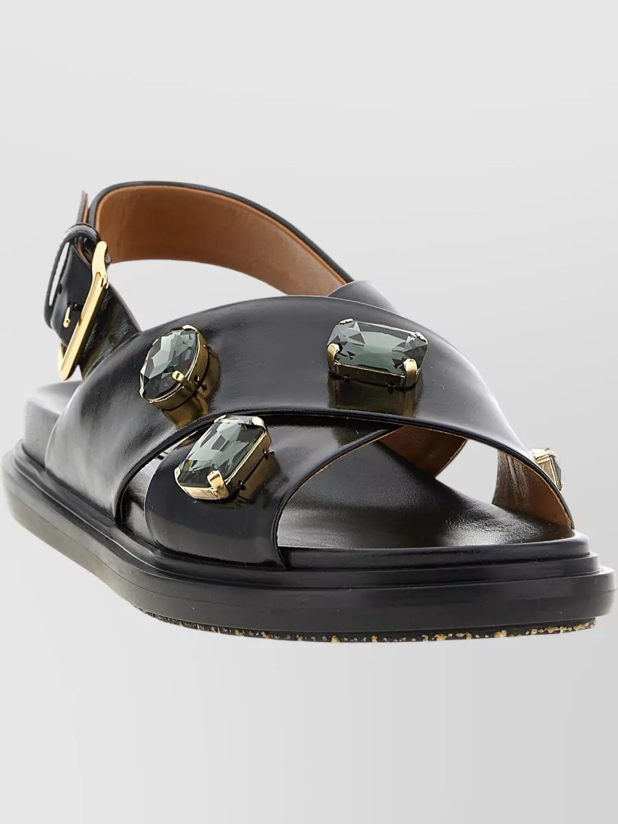 Marni Leather Crystal-Embellished Sandals