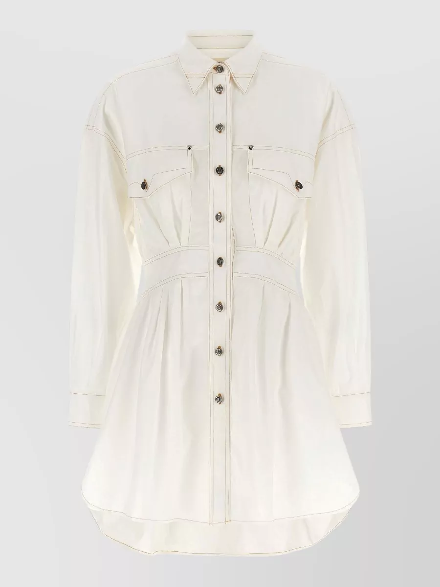 Versace cotton pleated shirt mini dress