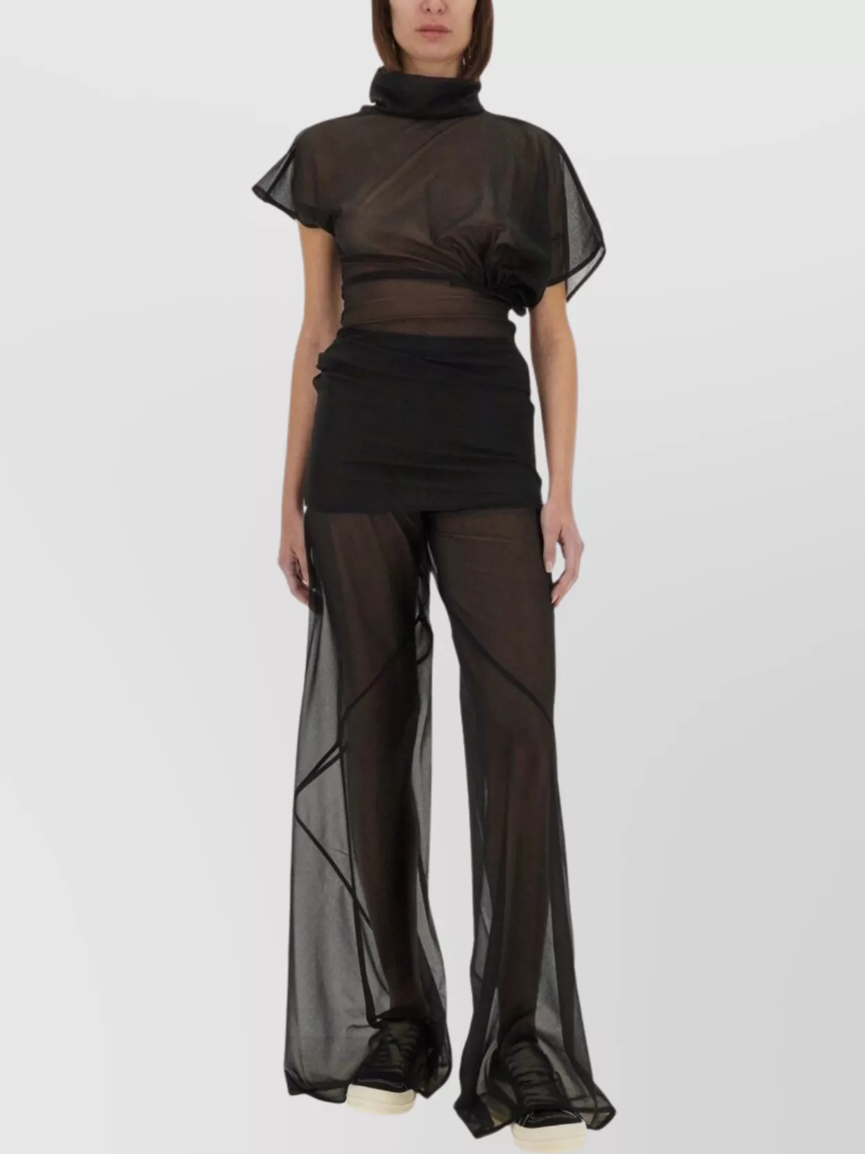 Rick Owens Lilith Layered Sheer High Neck Top