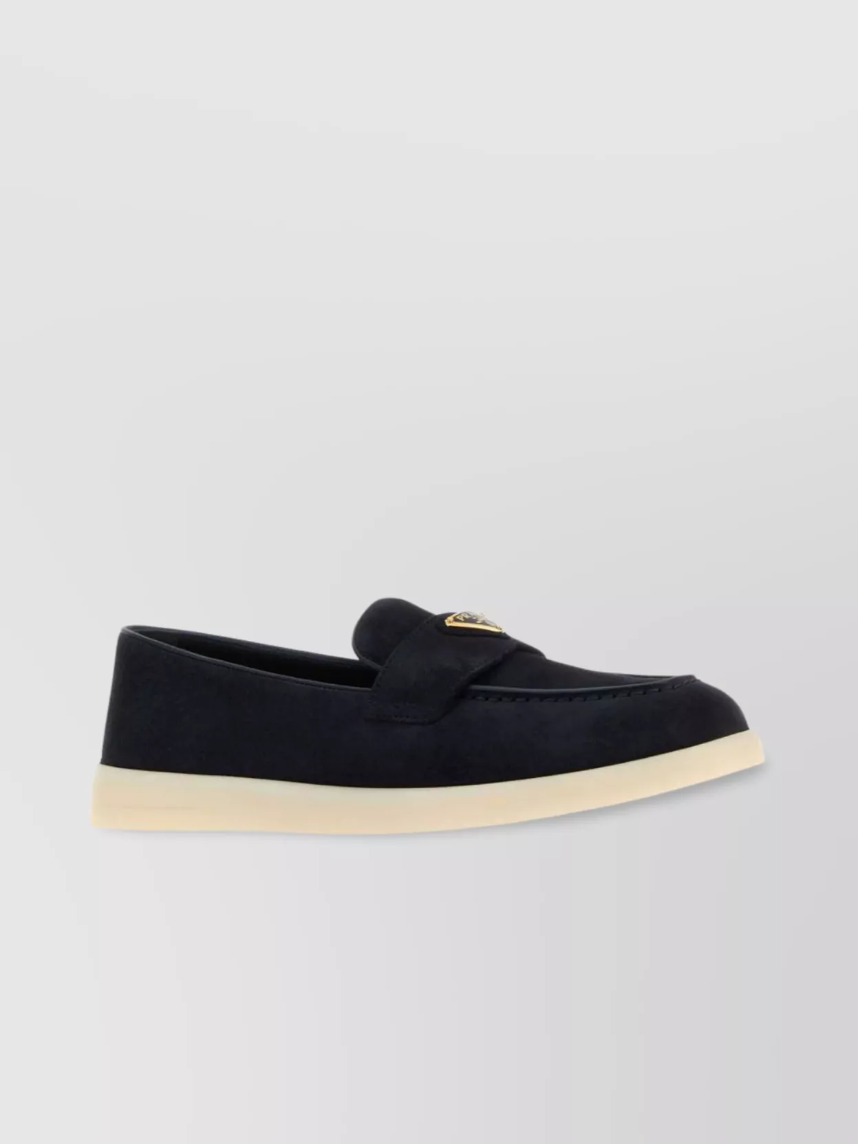 PRADA SUEDE LOAFERS WITH ROUND TOE AND RUBBER SOLE