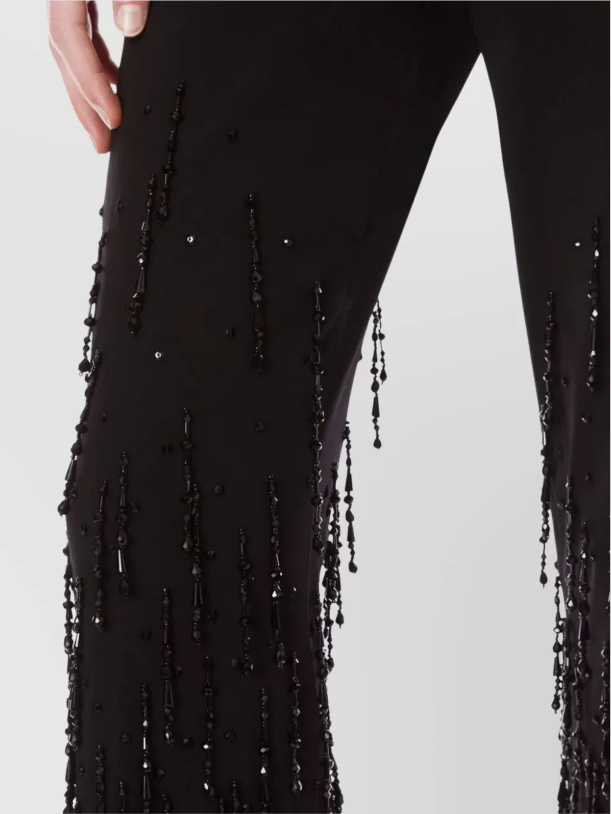 Alberta Ferretti Flared High Waist Trousers With Beaded Embellishments