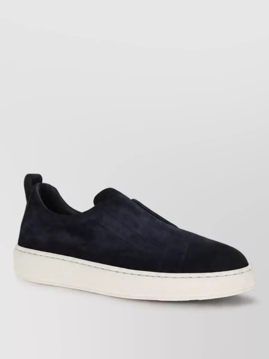 Santoni calf leather slip-on sneakers