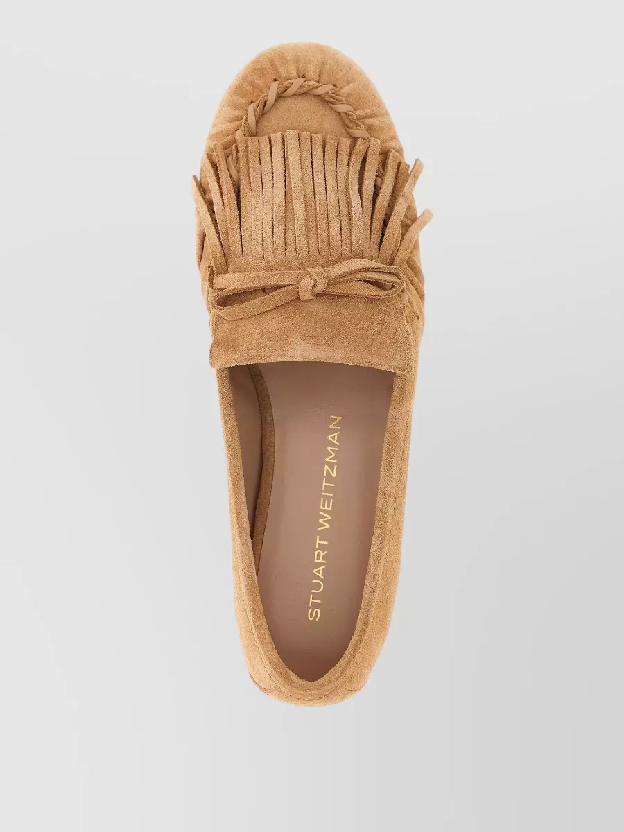 Stuart Weitzman Suede Fringe Loafers