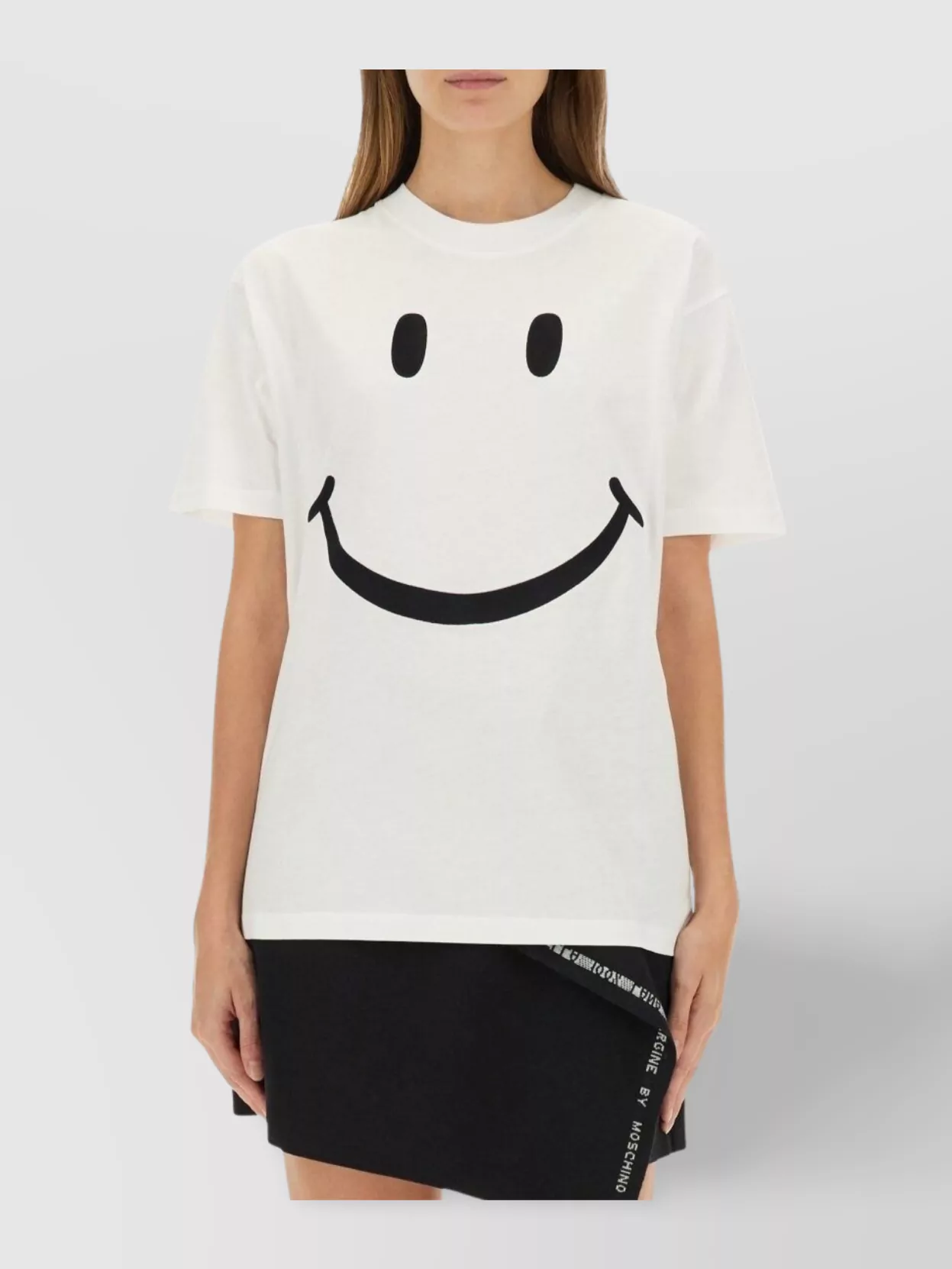 Moschino Smiley Face Print Short Sleeve Crew Neck Top