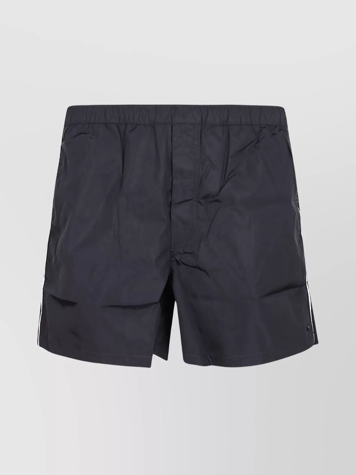 Shop Valentino Elastic Waistband Swim Shorts With Pockets In Grey