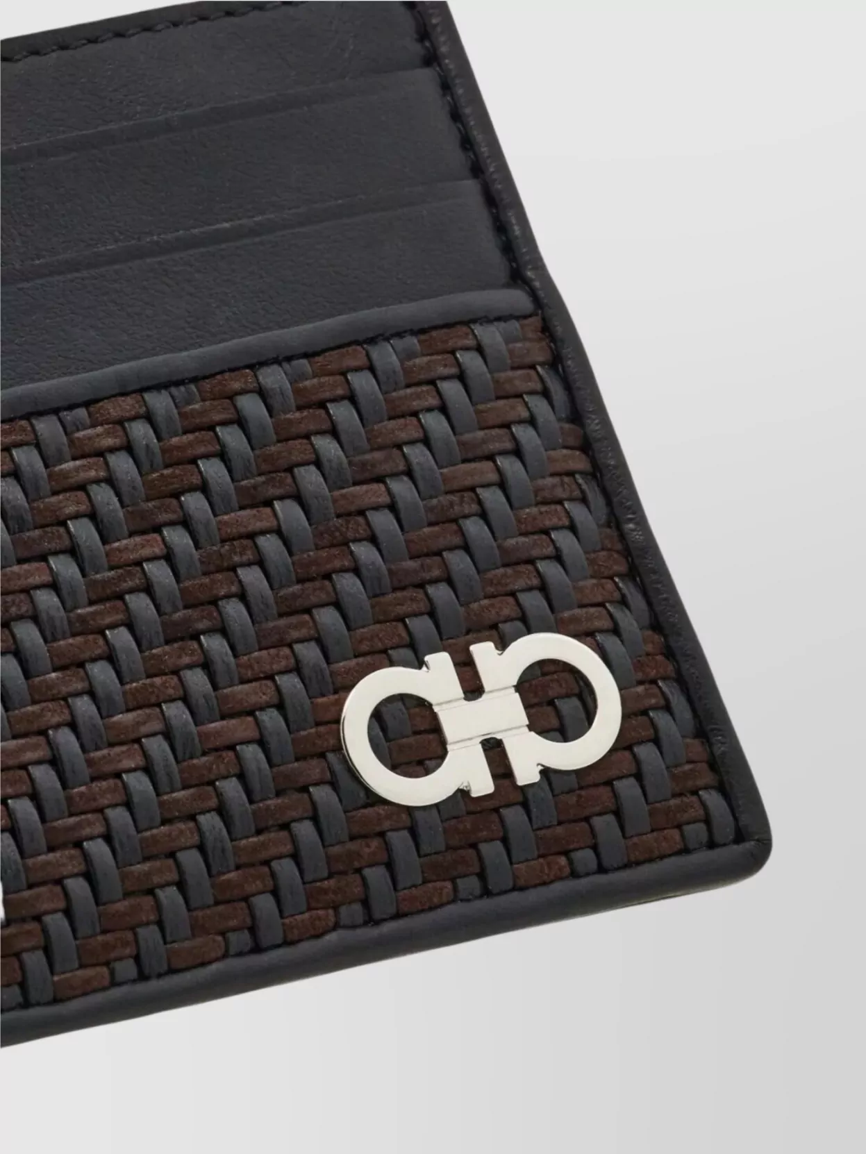 Ferragamo Woven Texture Card Holder